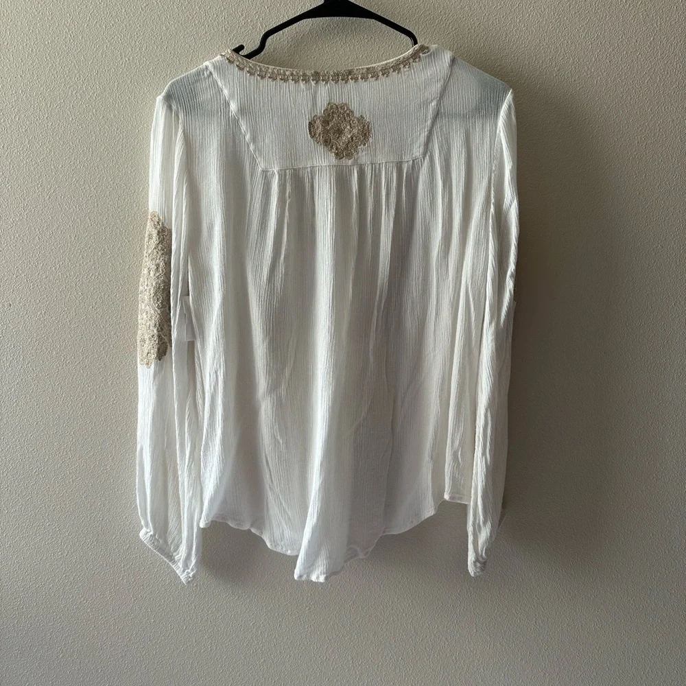 Sundance palace pathway tunic embroidered white beige gold boho least size small - Picture 6 of 8